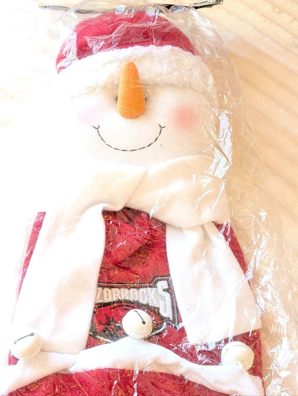 Arkansas Razorbacks Snowman Christmas Card Holder / Stocking 22inch (NIP SEALED)